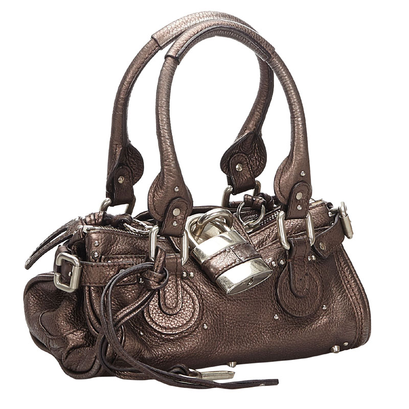 

Chloe Black/Gold Tone Leather Paddington Bag