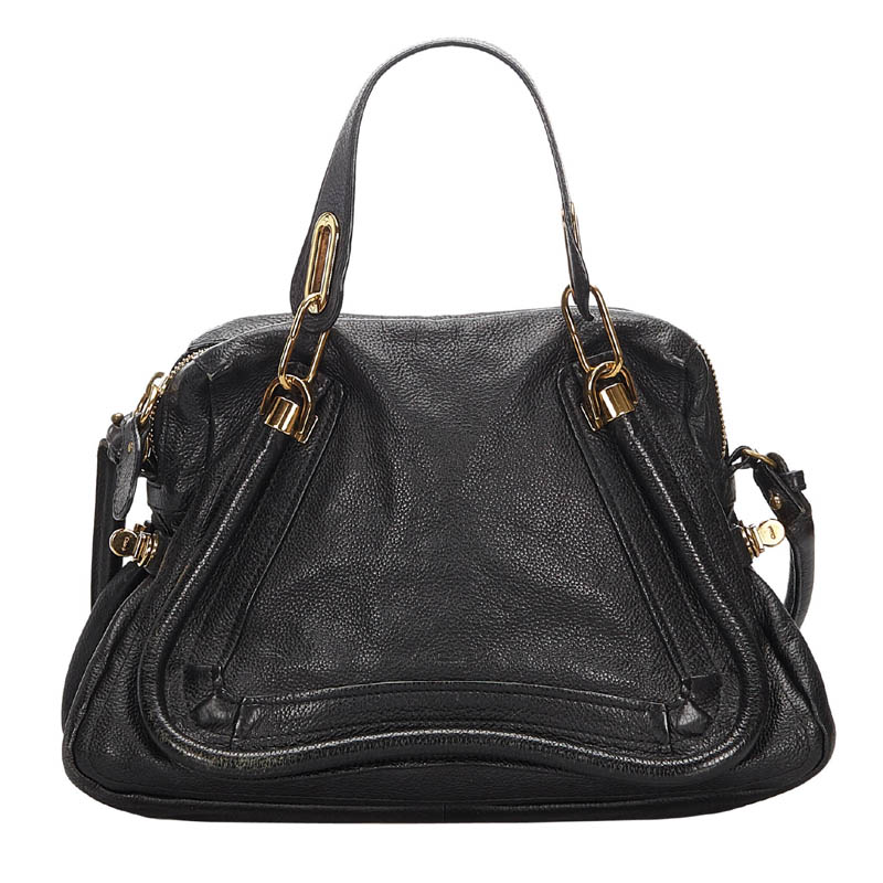 Preowned Chloé Black Leather Paraty Satchel ModeSens