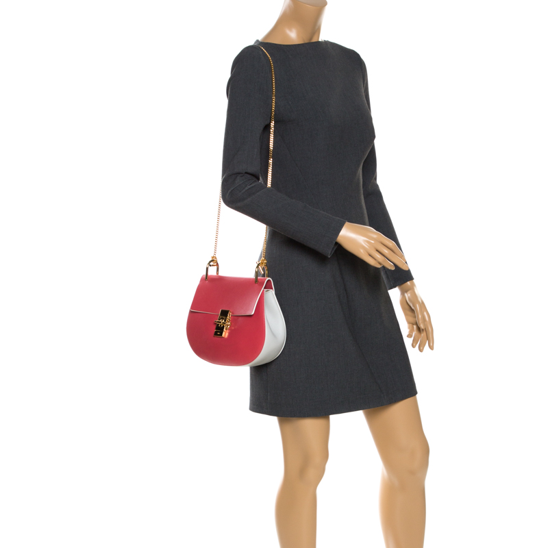 

Chloe Amaranth Red/Grey Leather  Drew Shoulder Bag