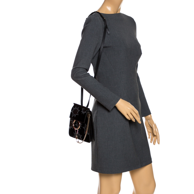 

Chloe Black Star Applique Leather and Velvet Mini Faye Crossbody Bag