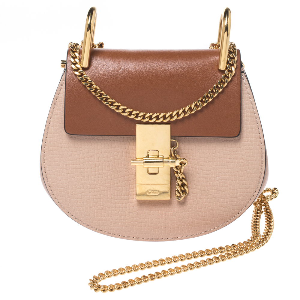 Chloe Beige/Brown Leather Nano Drew Shoulder Bag Chloe | The Luxury Closet