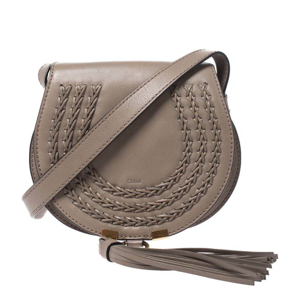 Chloe Beige Leather Mini Marcie Crossbody Bag