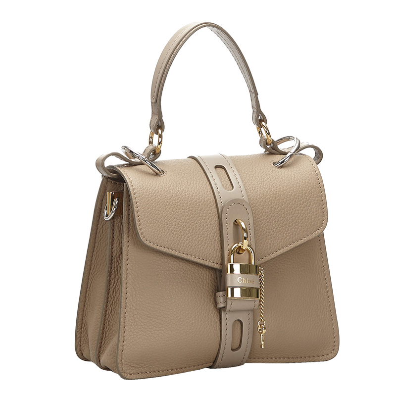 

Chloe Brown Leather Aby  Satchel Bag, Beige