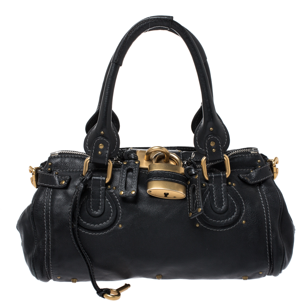 Pre Owned Chloe Black Leather Medium Paddington Satchel