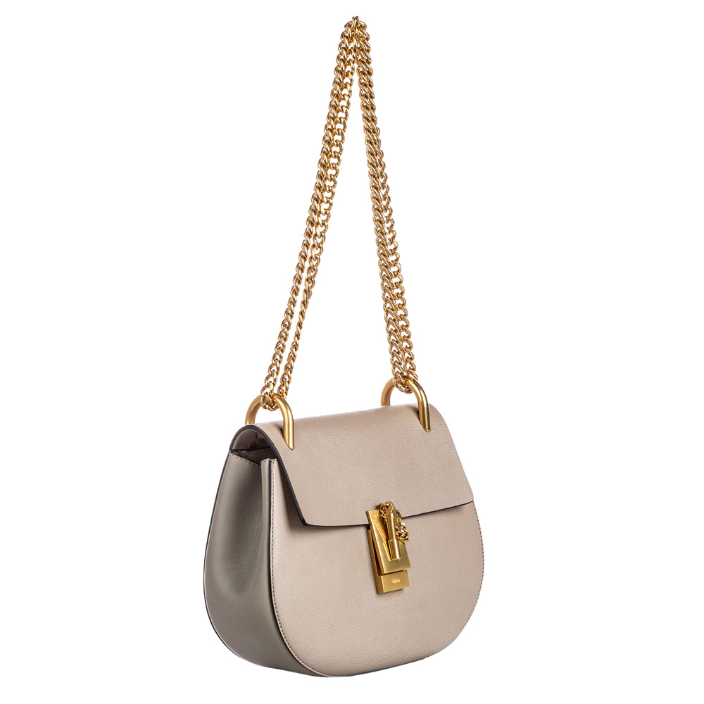 

Chloe Grey/Gold Leather Drew Crossbody Bag