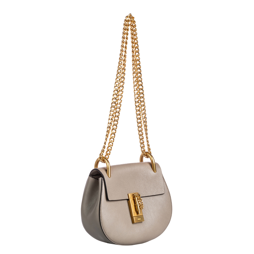 

Chloe Gray Leather Mini Drew Crossbody Bag, Gold