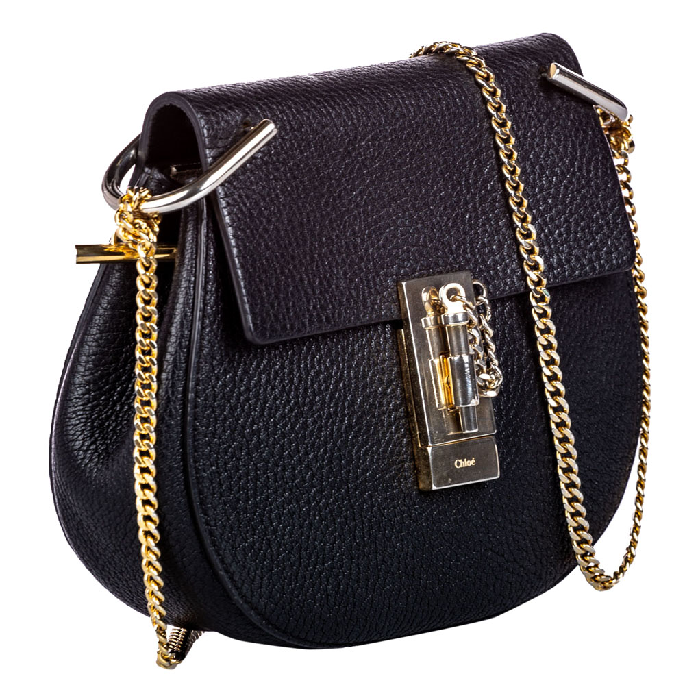 

Chloe Black Leather Small Grained Drew Crossbody Bag