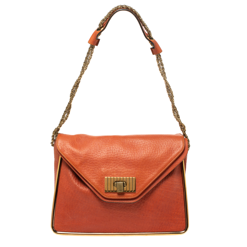 Chloe Orange Leather Medium Sally Shoulder Bag Chloe | The Luxury Closet