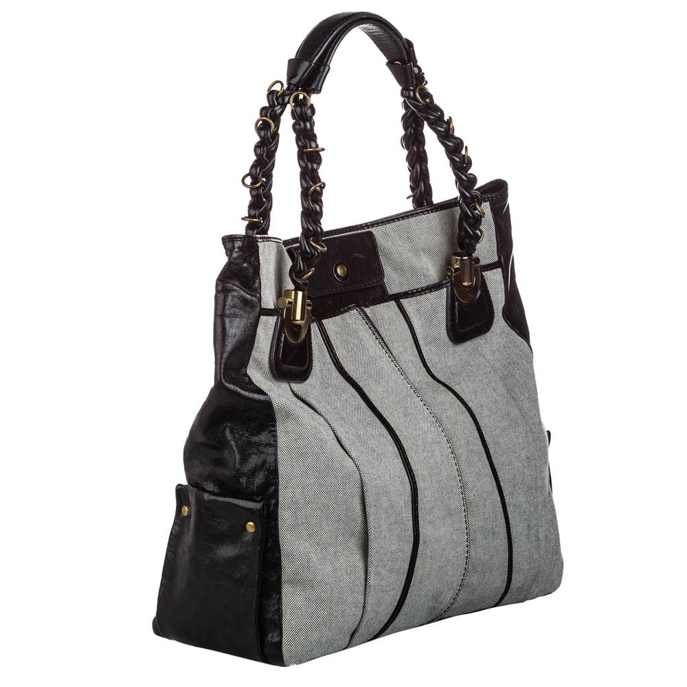 

Chloe Grey/Dark Brown Canvas Heloise Shoulder Bag