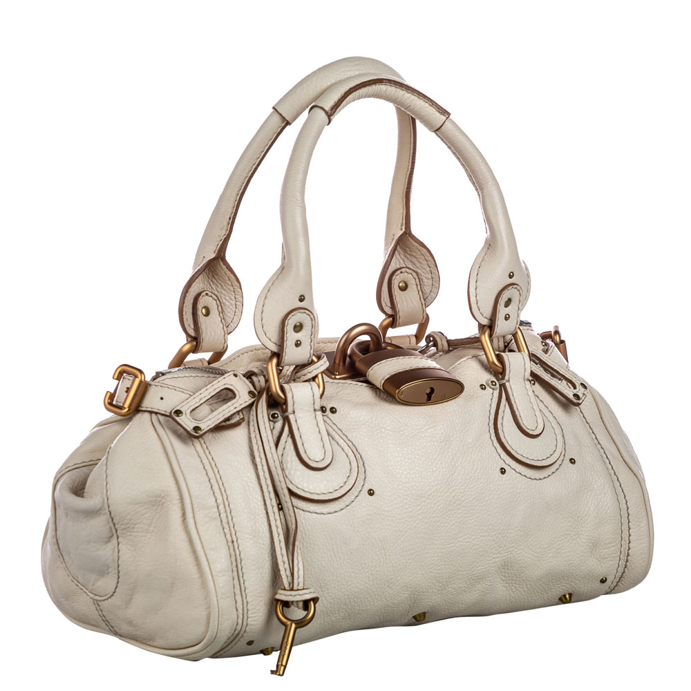 

Chloe White Calf Skin Leather Paddington Bag