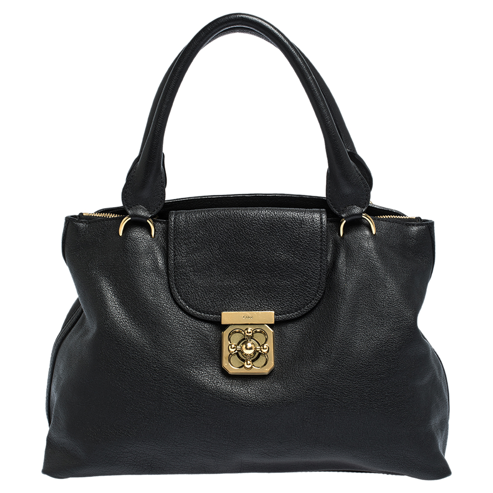 Pre Owned Chloe Black Leather Large Elsie Satchel 
