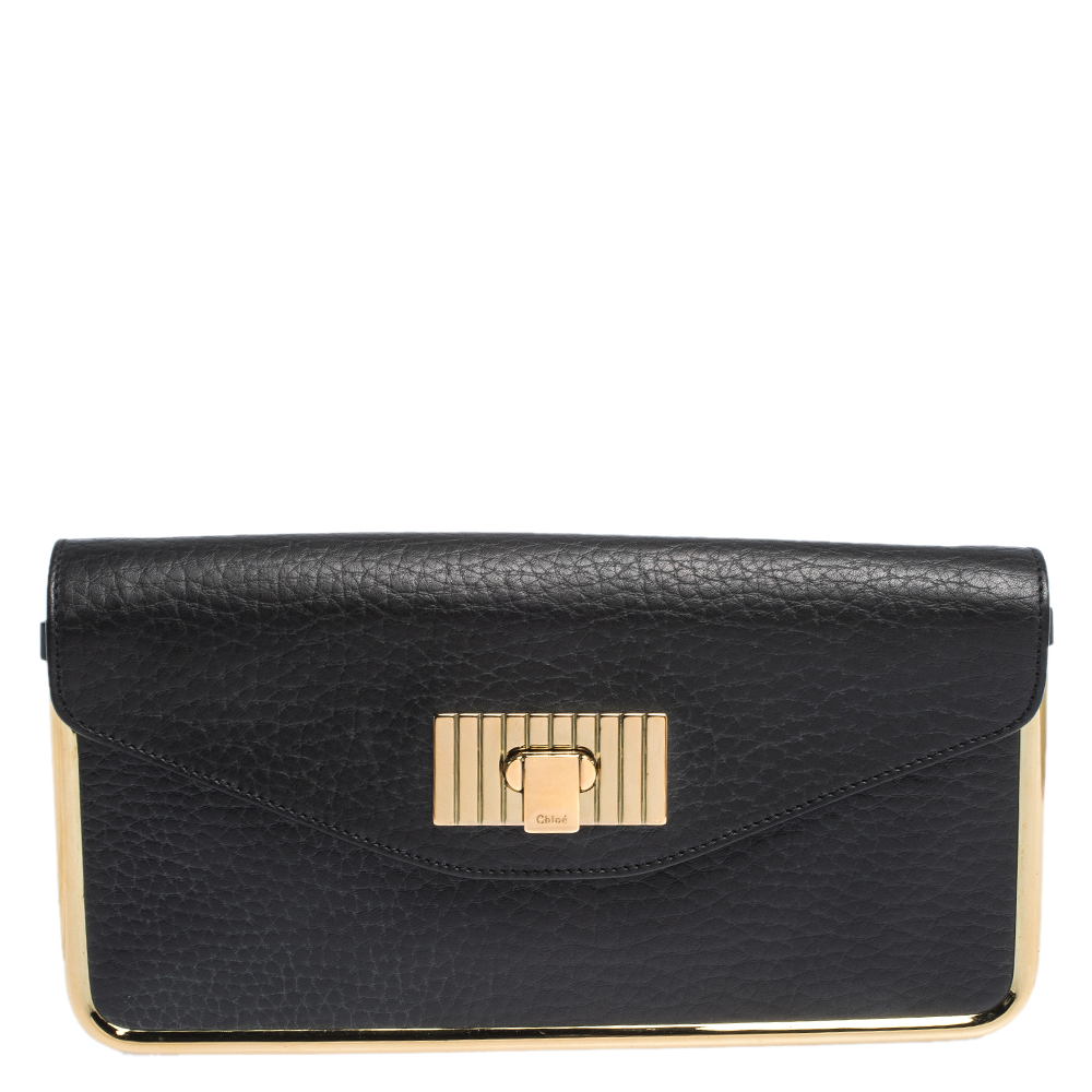 chloe black clutch