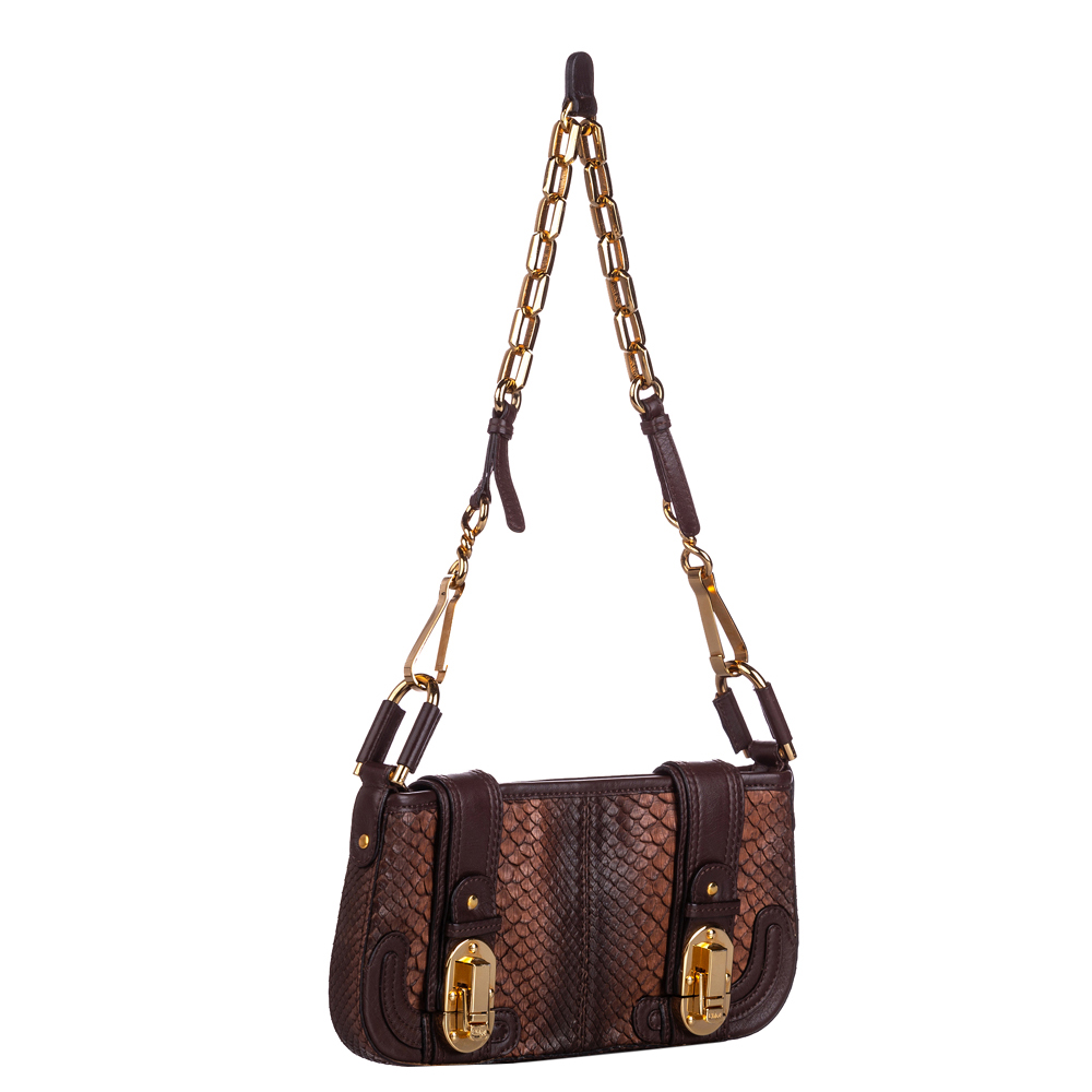 

Chloe Brown Python Leather Baguette