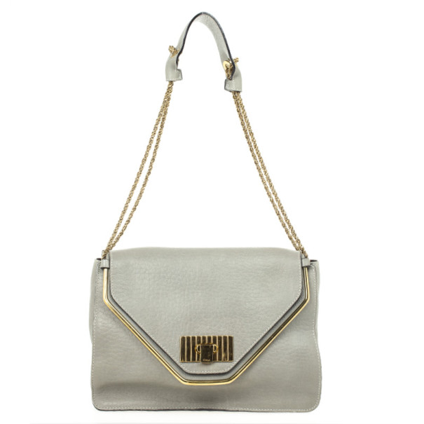 Pre Owned Chloé Grey Leather Sally Small Shoulder Bag