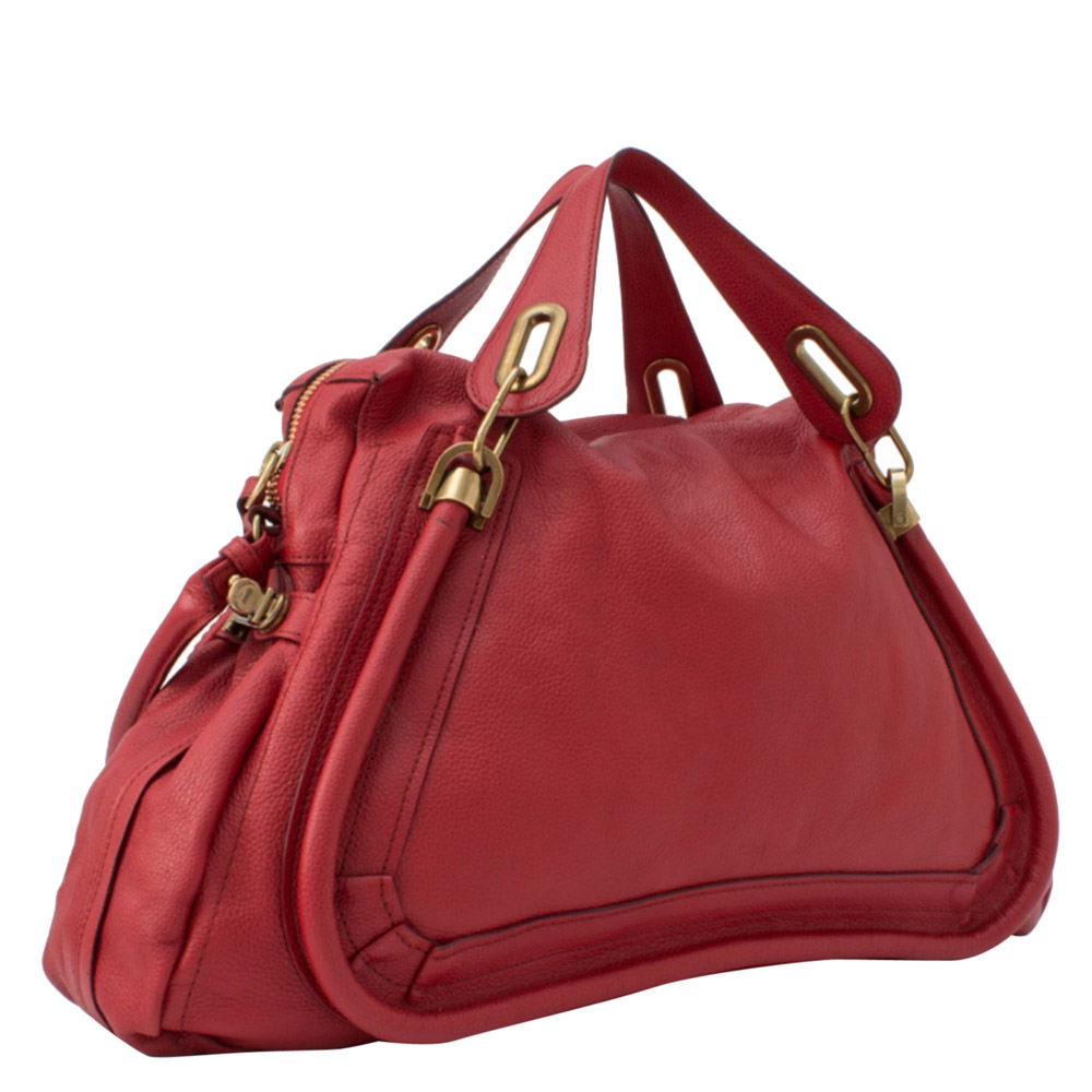 

Chloe Red Large Paraty Leather Satchel Bag