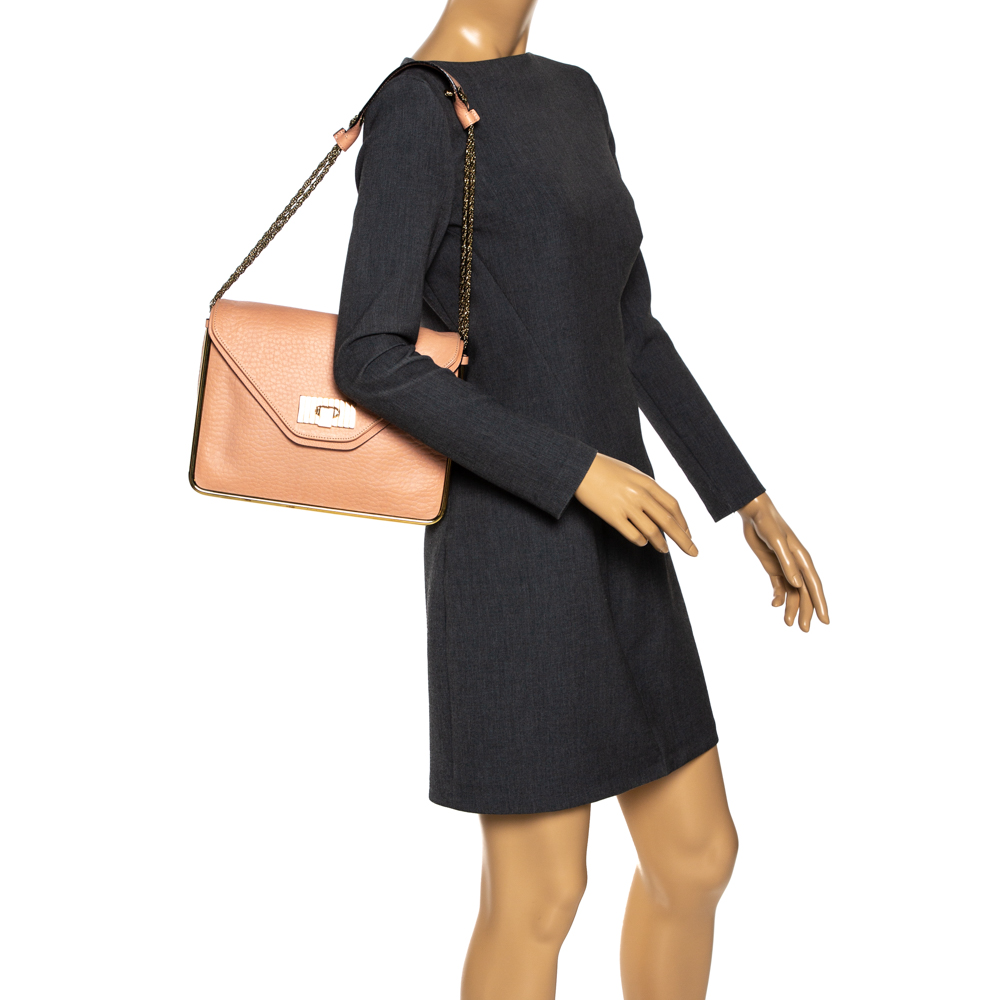 

Chloe Peach Leather Medium Sally Shoulder Bag, Orange