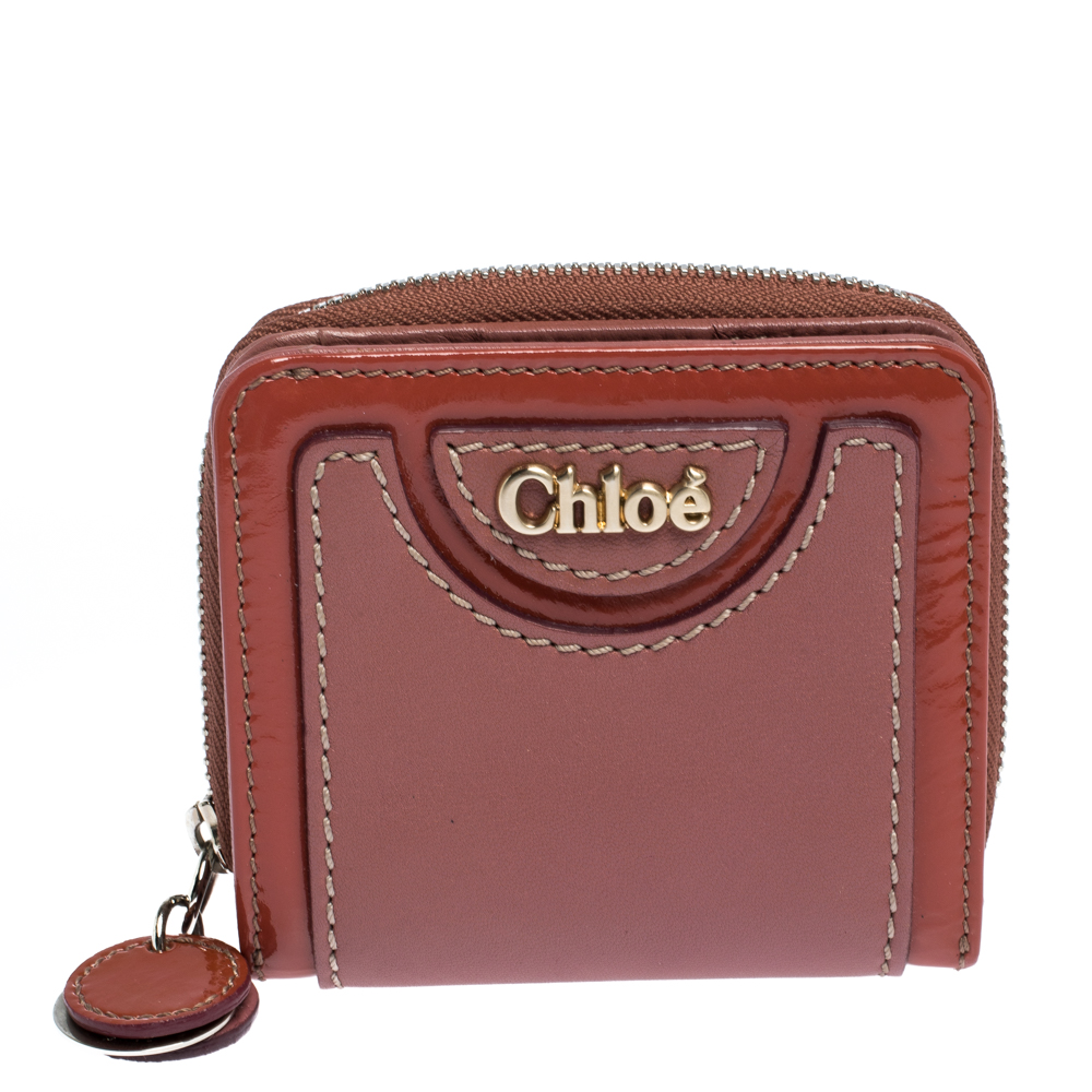 Chloe Pink Orange Leather Compact Wallet Chloe Tlc