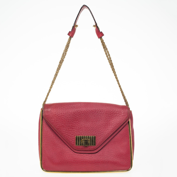 Pre Owned Chloe Red Leather Sally Small Shoulder Bag
