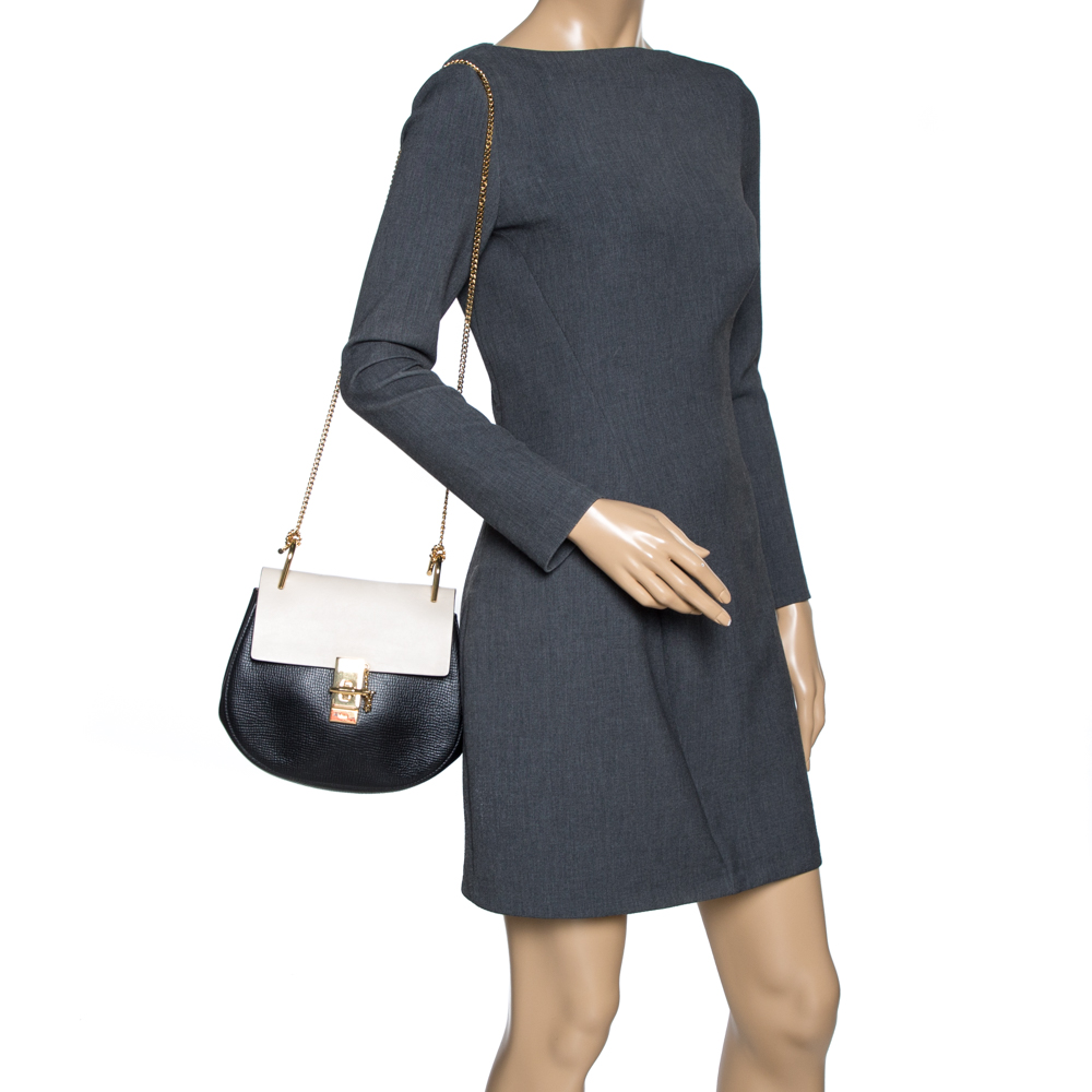 

Chloe Black/Beige Leather Medium Drew Shoulder Bag