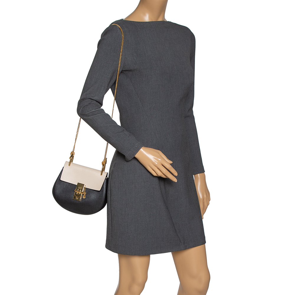 

Chloe Black/Beige Leather Small Drew Shoulder Bag