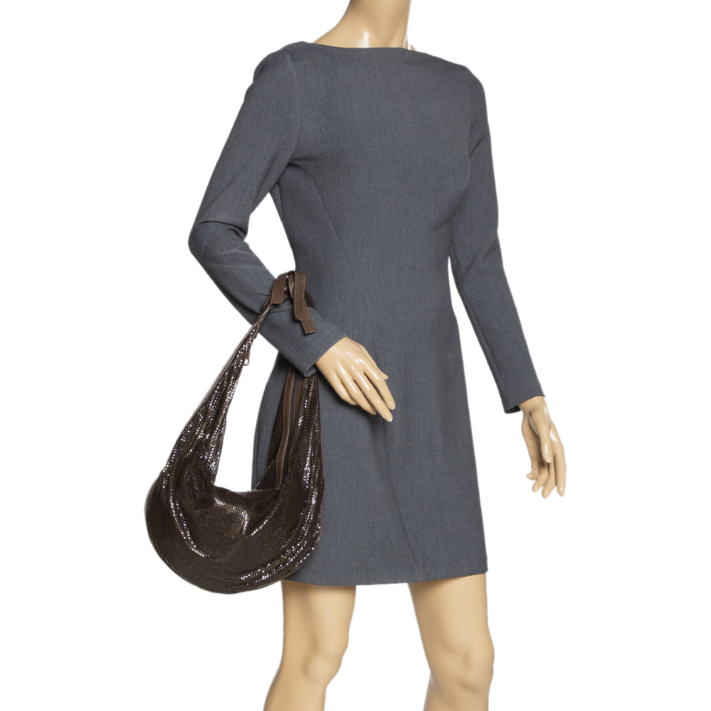 

Chloe Dark Brown Metal Mesh and Leather Hobo