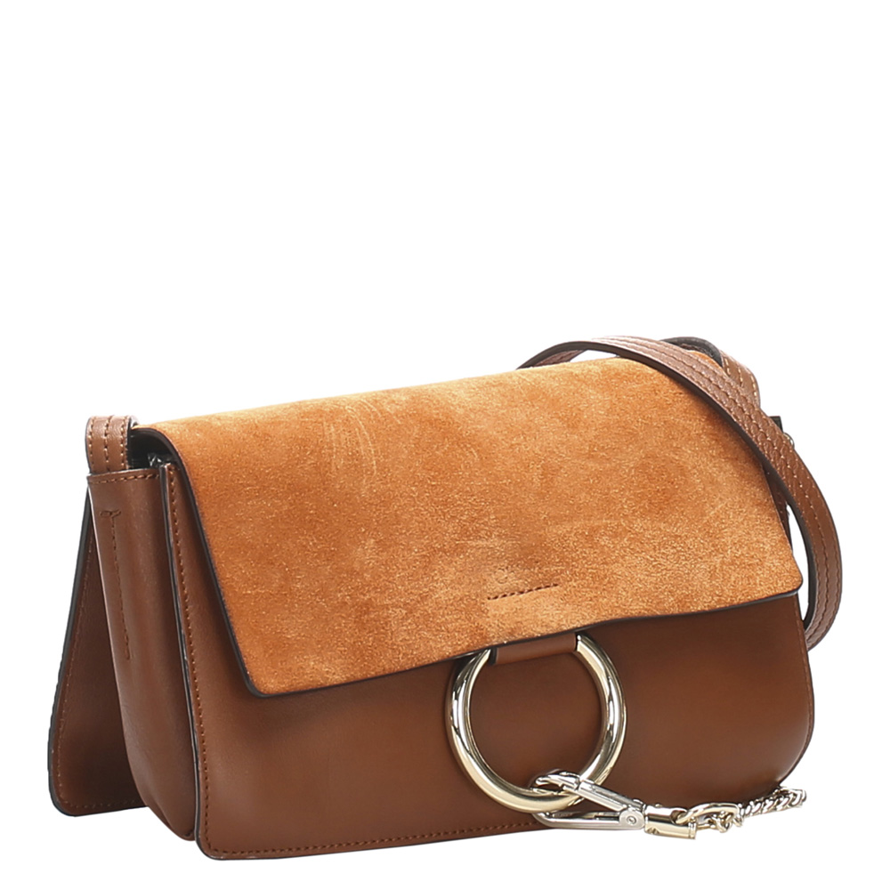 

Chloe Brown Leather Suede Faye Shoulder Bag