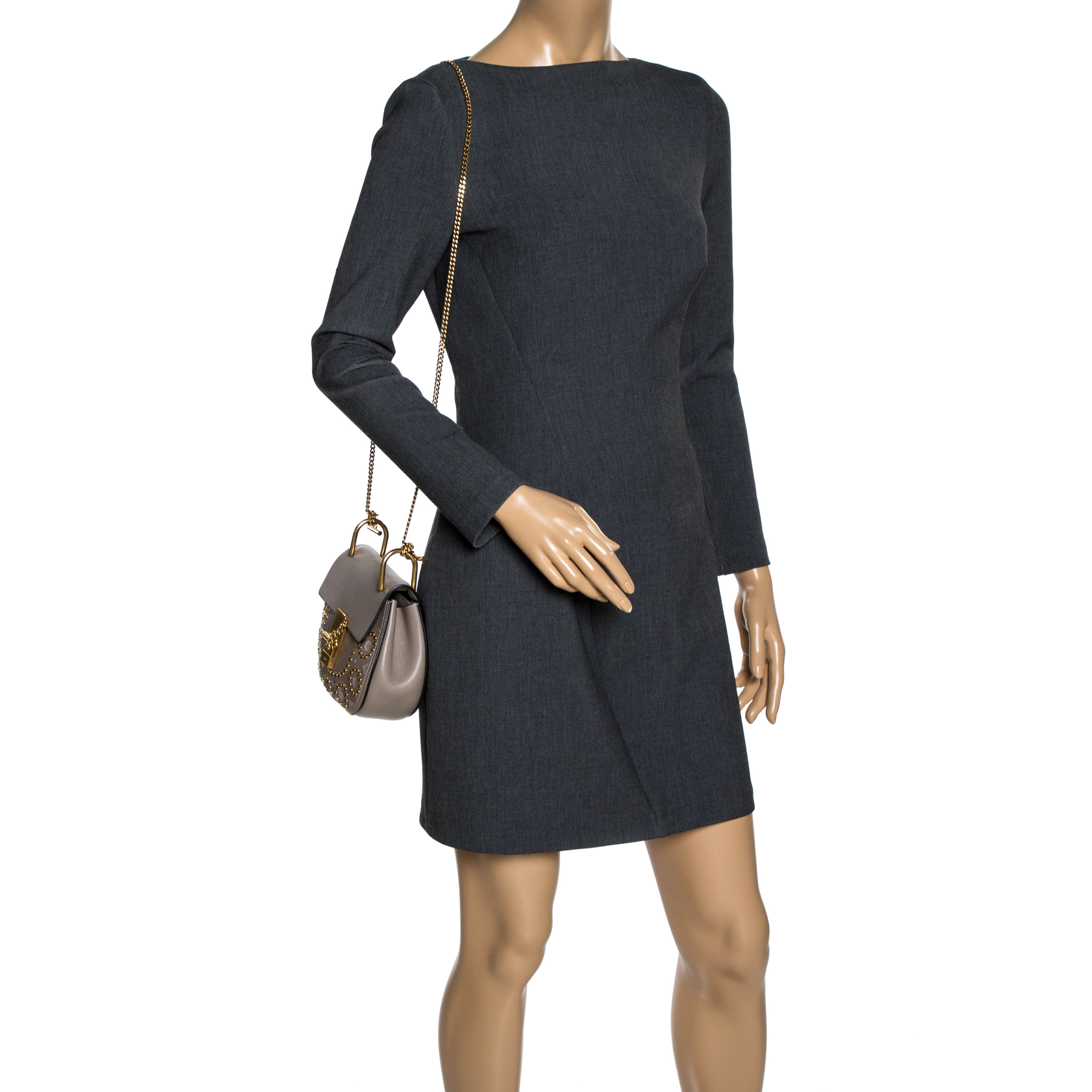 

Chloe Beige Leather Mini Drew Shoulder Bag
