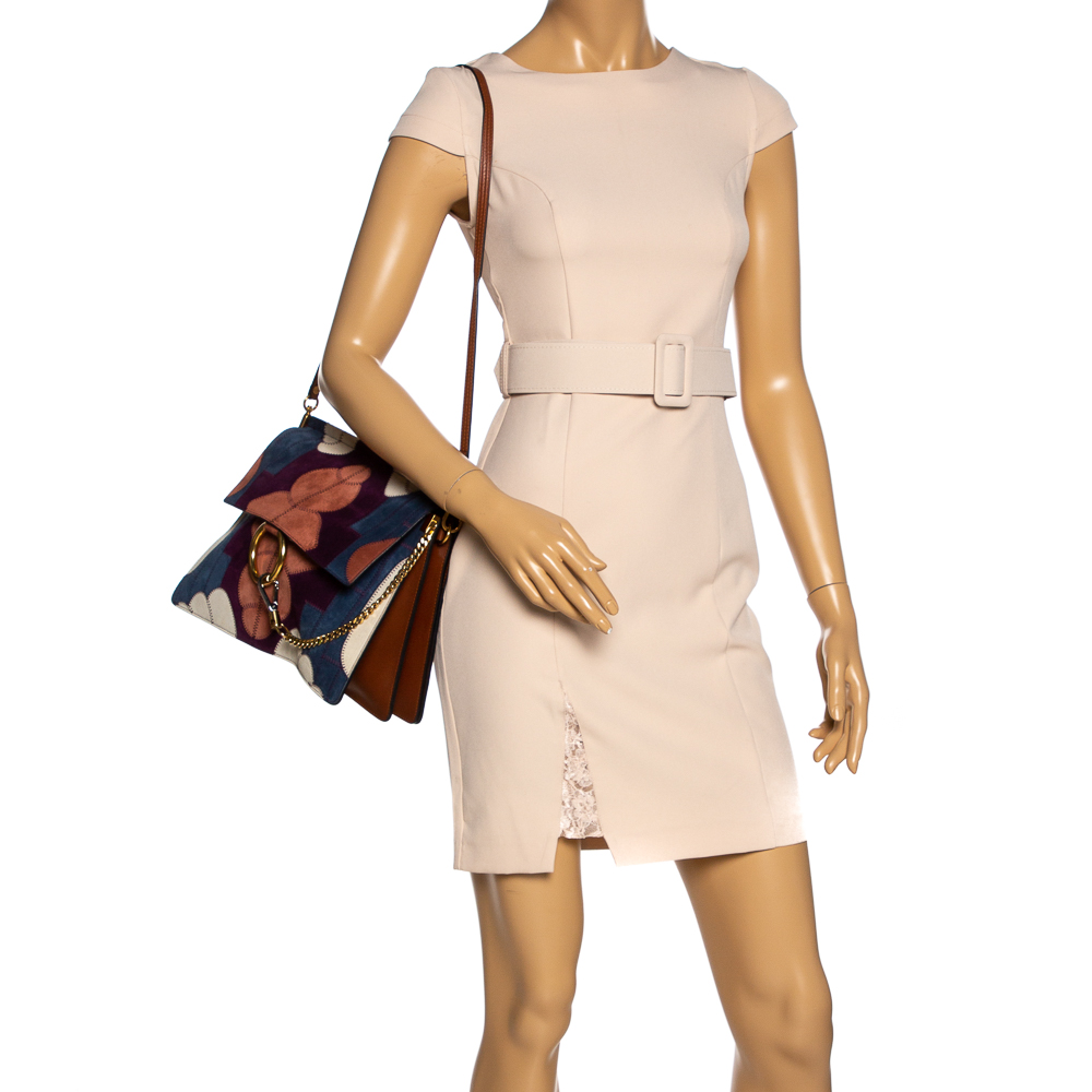 

Chloe Multicolor Patchwork Suede and Leather Medium Faye Shoulder Bag
