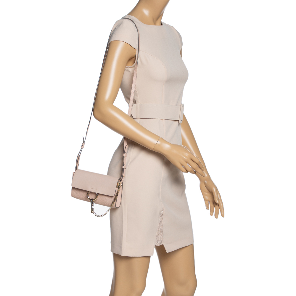 

Chloe Blush Leather Mini Faye Shoulder Bag, Pink