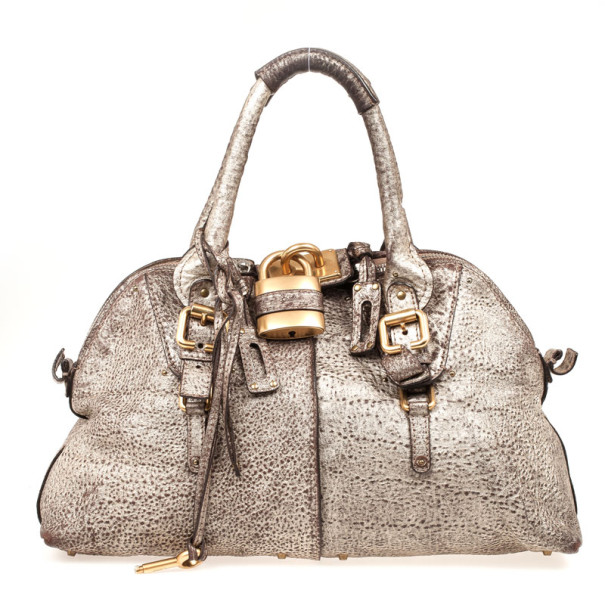 Pre Owned Chloe Metallic Leather Paddington Dome Bag