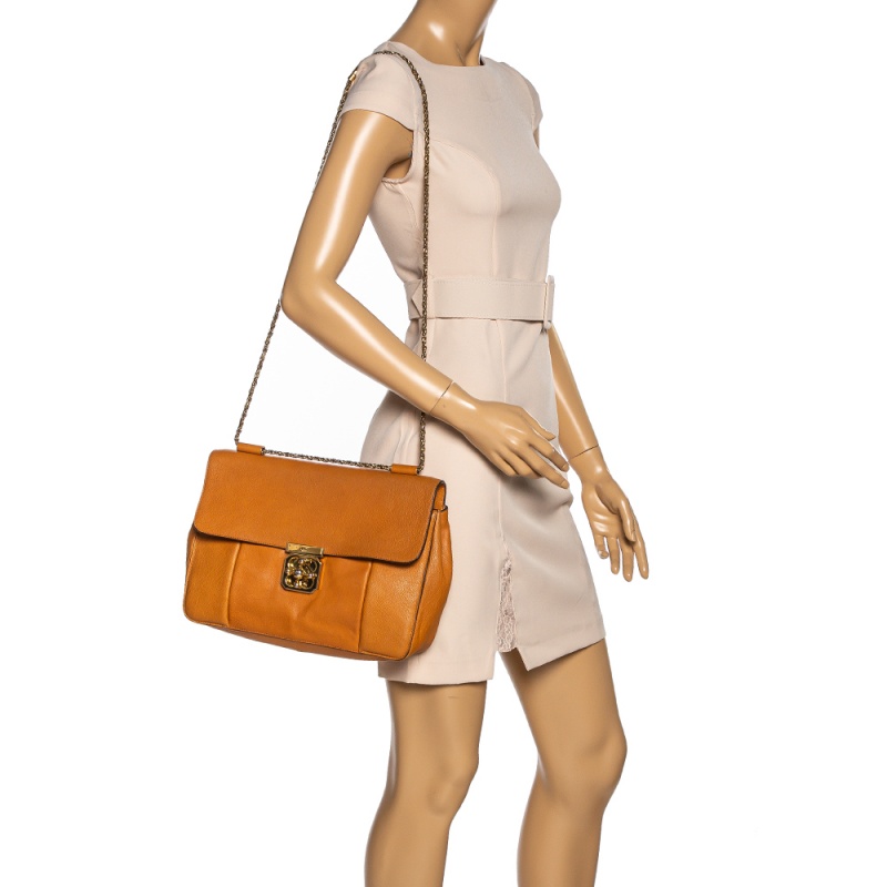 

Chloe Orange Leather Large Elsie Shoulder Bag
