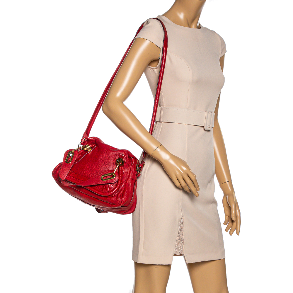 

Chloe Red Leather Small Paraty Shoulder Bag