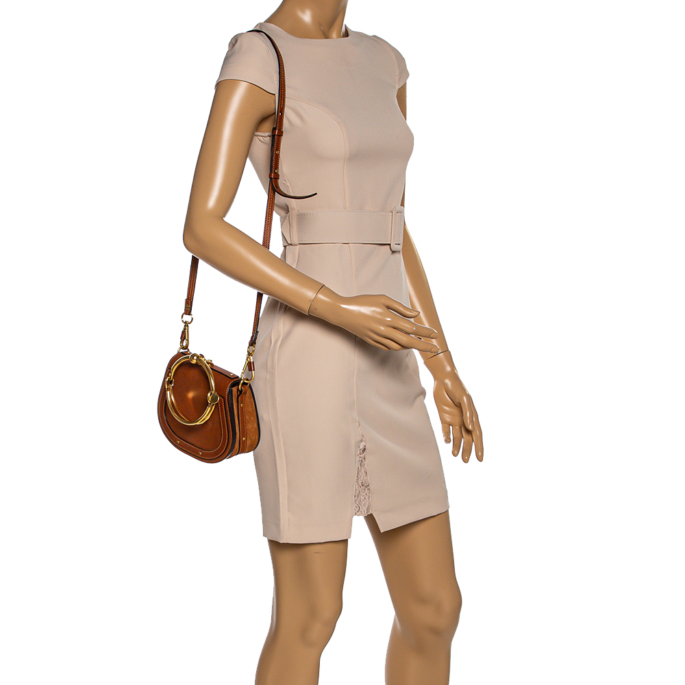 

Chloe Brown Leather and Suede Small Nile Bracelet Shoulder Bag