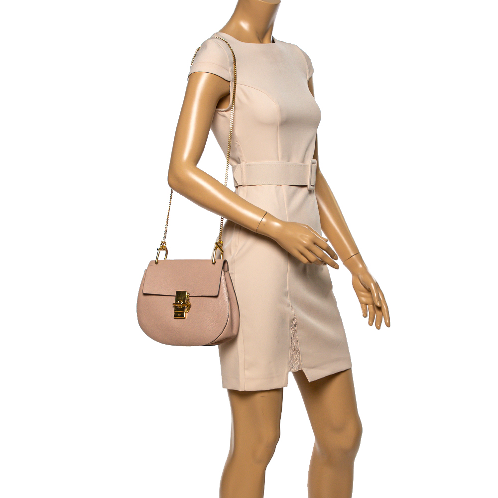 

Chloe Blush Pink Leather Medium Drew Shoulder Bag