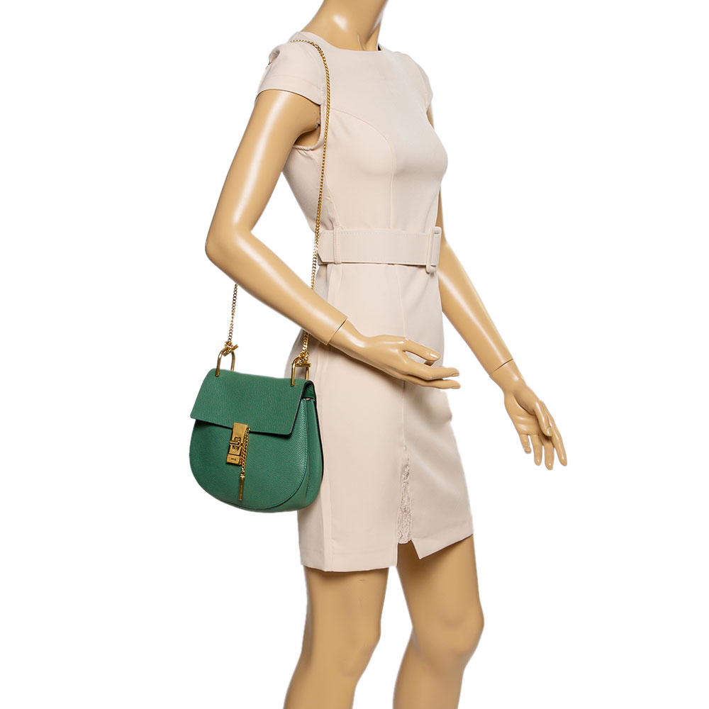 

Chloe Green Leather Medium Drew Shoulder Bag