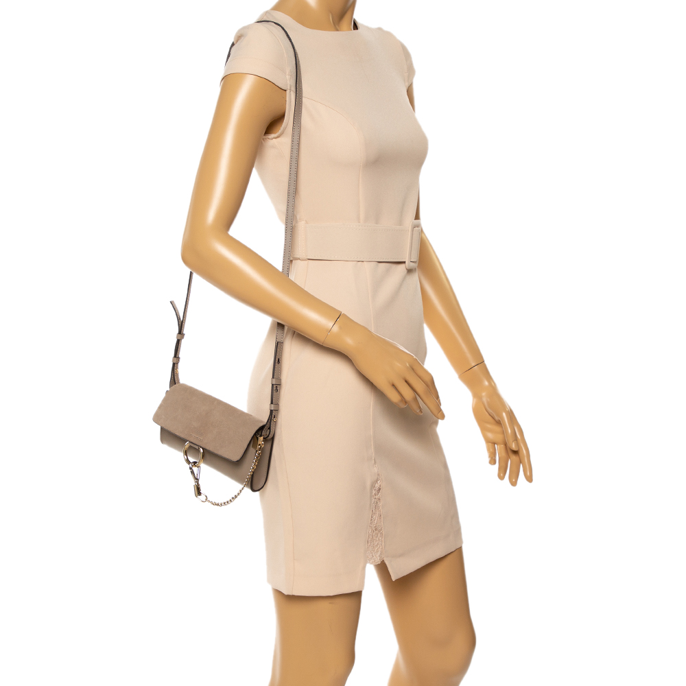 

Chloe Grey Leather and Suede Mini Faye Shoulder Bag