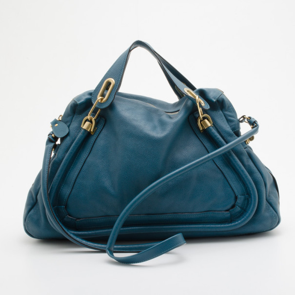 Pre Owned Chloe Large Turquoise Paraty Bag