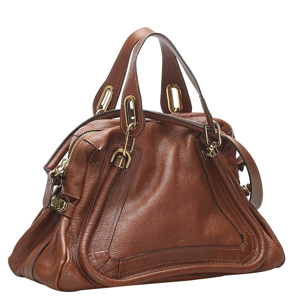 

Chloe Brown Leather Paraty Satchel Bag