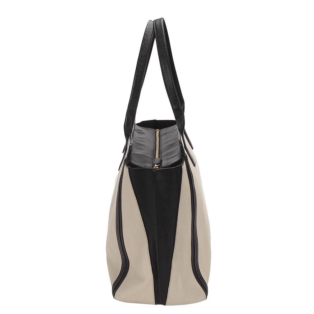 

Chloe Cream/Black Leather Alison Tote Bag, Beige