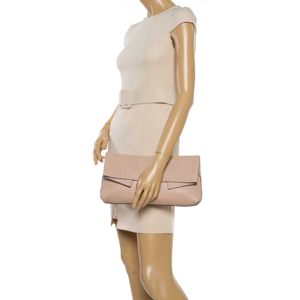 

Chloe Powder Pink Grained Leather Drew Fold Over Clutch