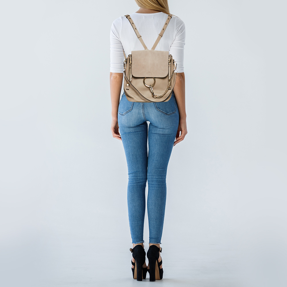 

Chloe Grey Leather and Suede Medium Faye Backpack