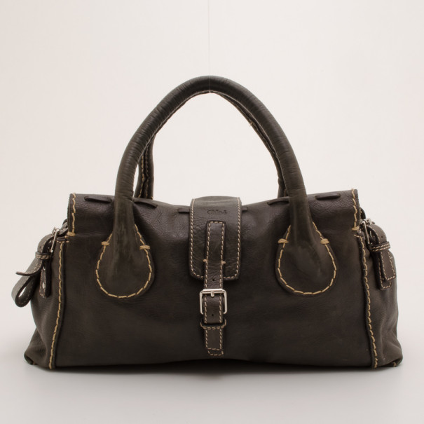 Pre Owned Chloe Brown Medium Edith Satchel