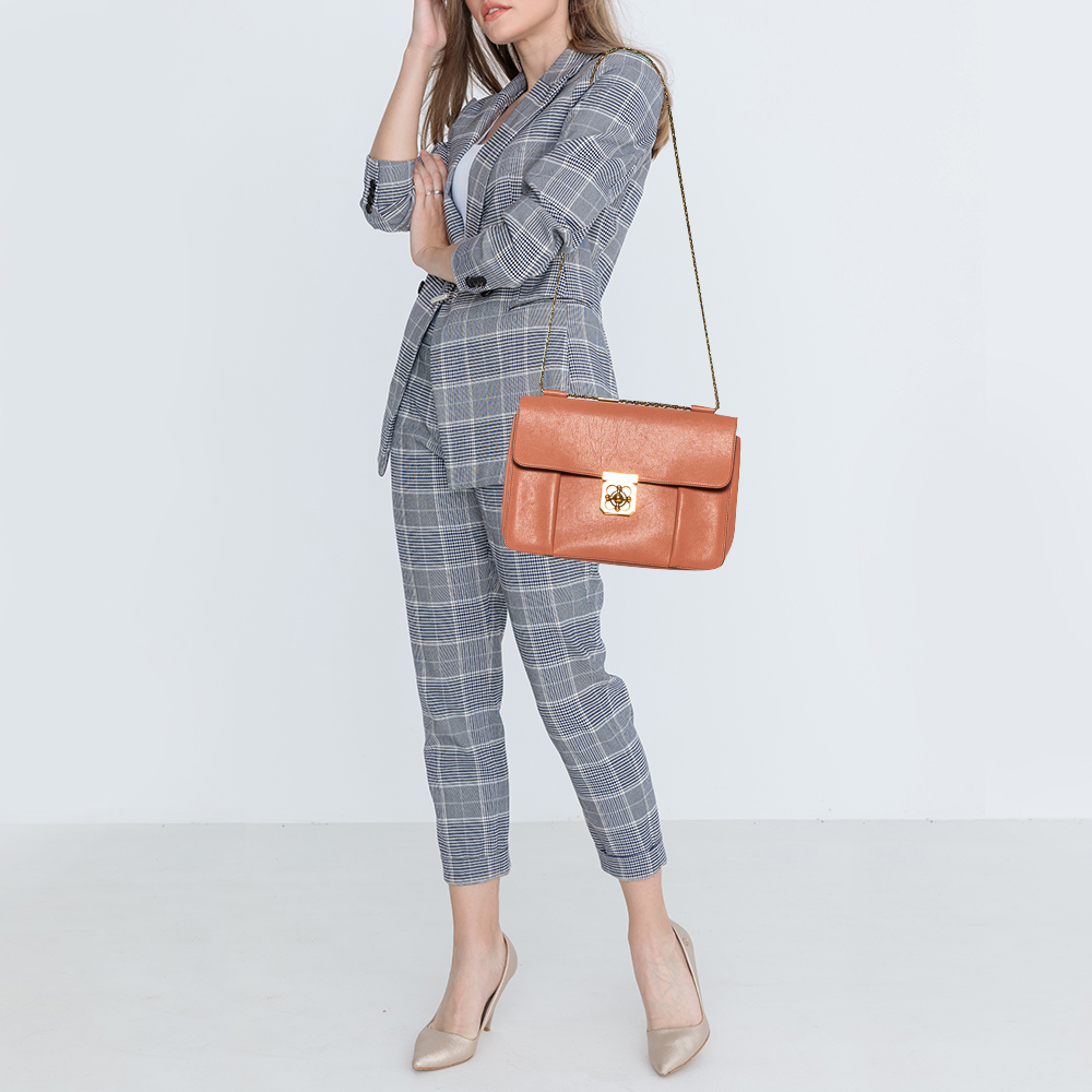 

Chloe Coral Orange Leather Large Elsie Shoulder Bag
