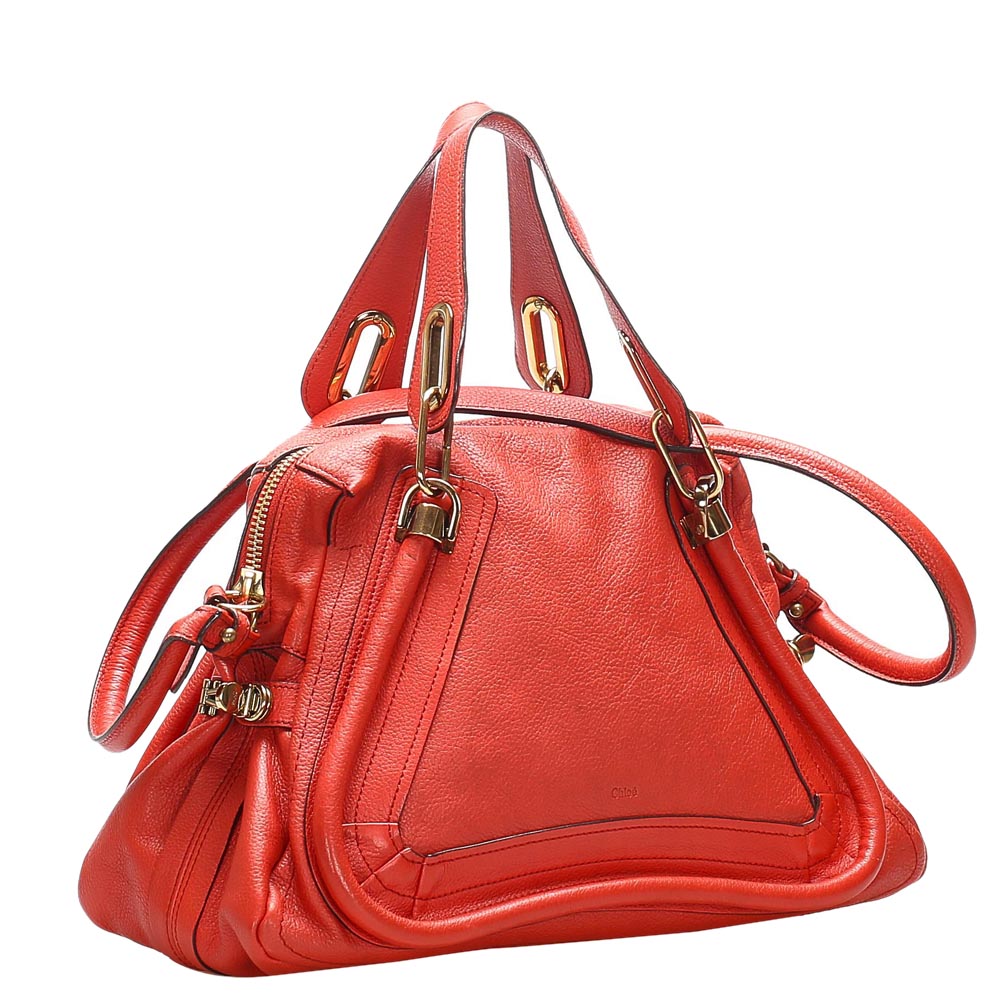 

Chloe Red Leather Paraty Satchel Bag