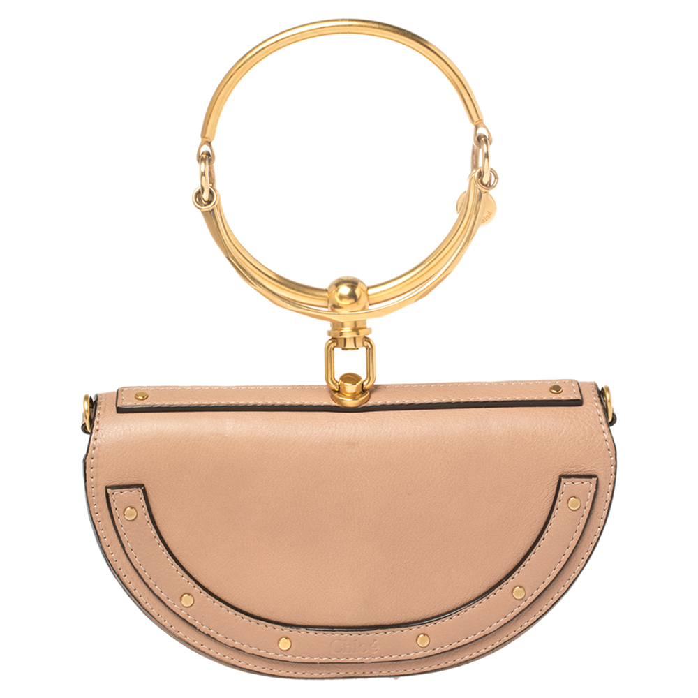 Pre-owned Chloé Beige Leather Small Nile Bracelet Minaudiere Crossbody Bag