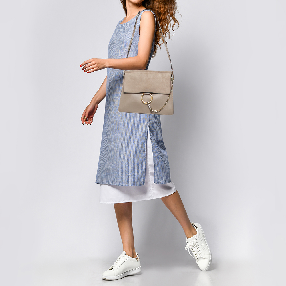 

Chloe Beige Leather and Suede Medium Faye Shoulder Bag