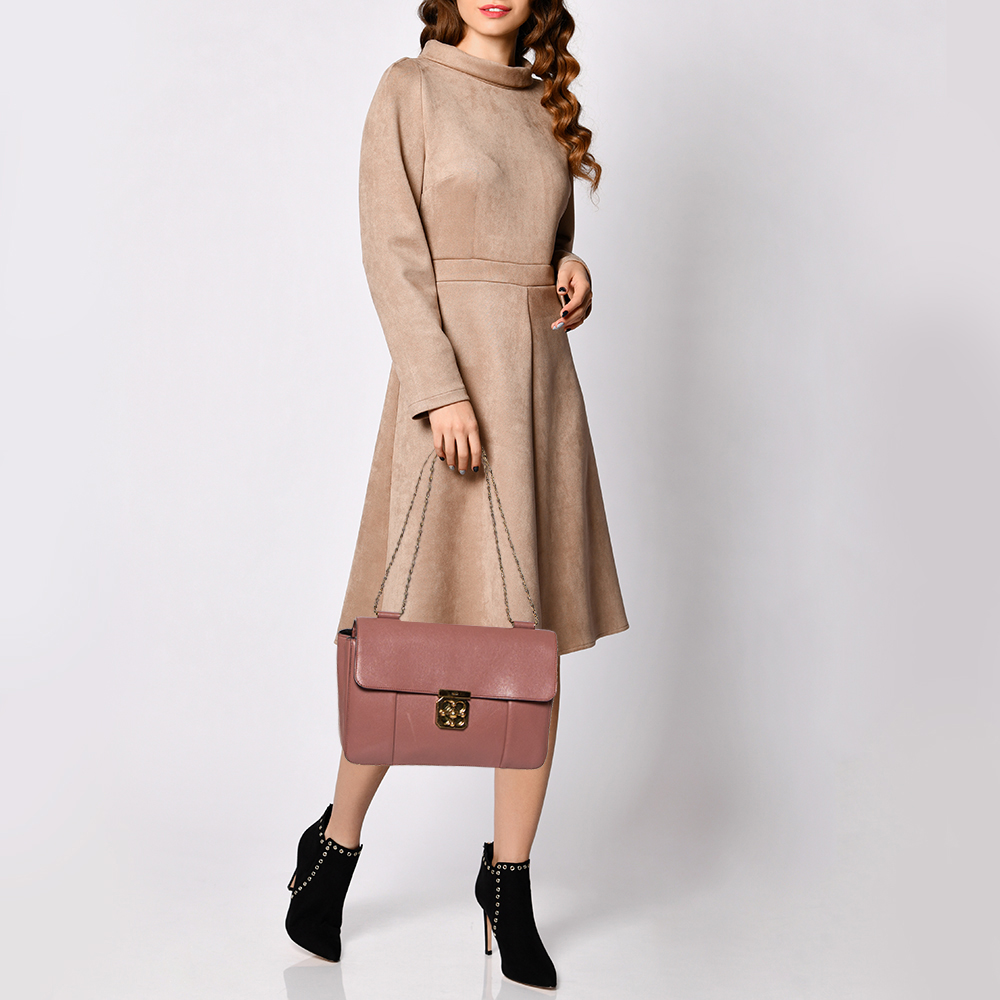 

Chloe Old Rose Leather Large Elsie Shoulder Bag, Pink