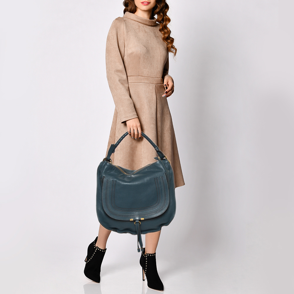 

Chloe Steel Blue Leather Large Marcie Hobo