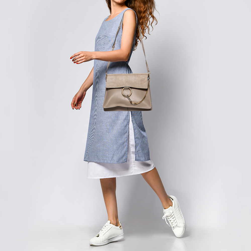 

Chloe Grey Leather and Suede Medium Faye Shoulder Bag