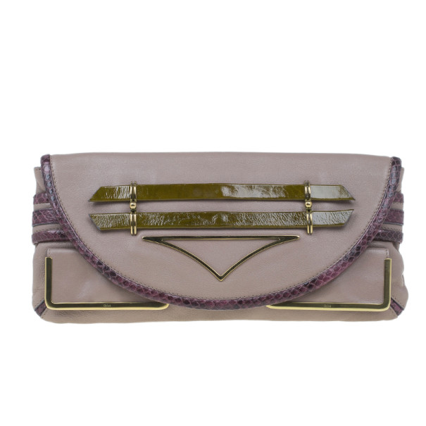Pre Owned Chloe Purple Leather Limited Edition Clutch